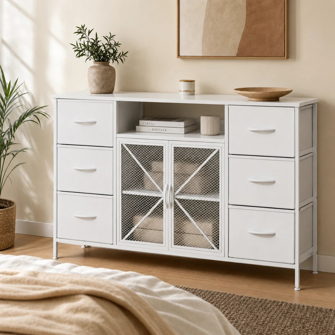 6-Drawer Fabric Chest of Drawers - 120cm Wide Bedroom Storage