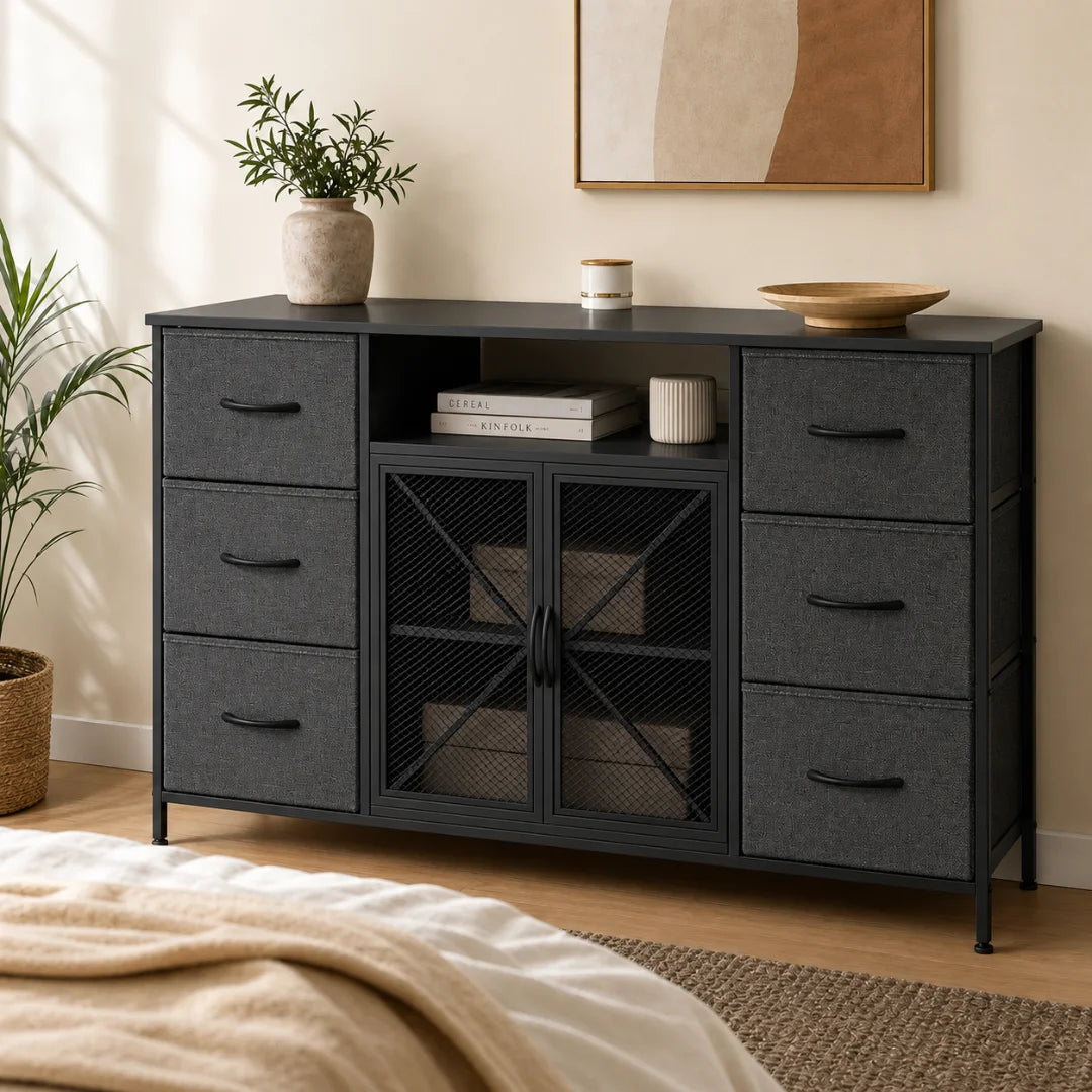 6-Drawer Fabric Chest of Drawers - 120cm Wide Bedroom Storage