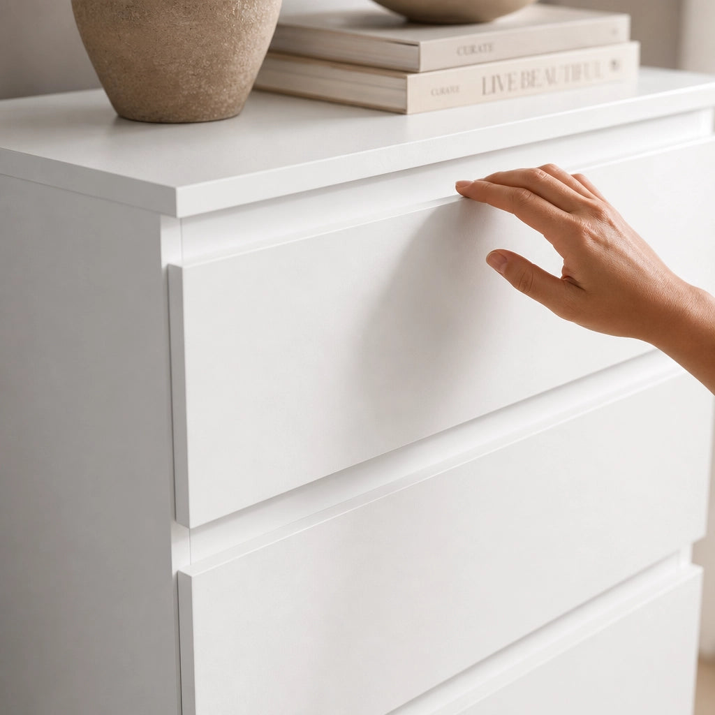 White 6-Drawer Tallboy Chest of Drawers - 60cm Narrow Bedroom Storage