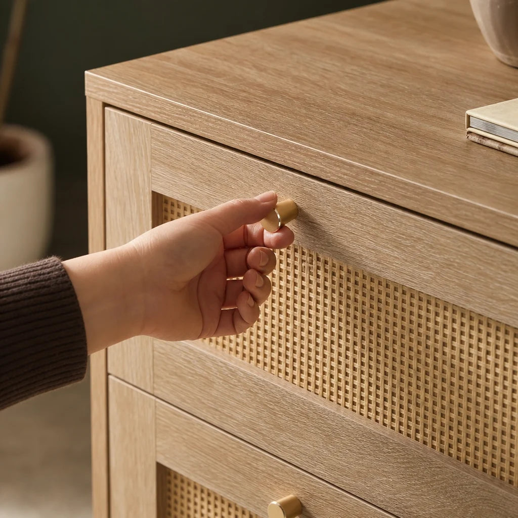 Natural Rattan 3-Drawer Chest of Drawers - 80cm Bedroom Storage