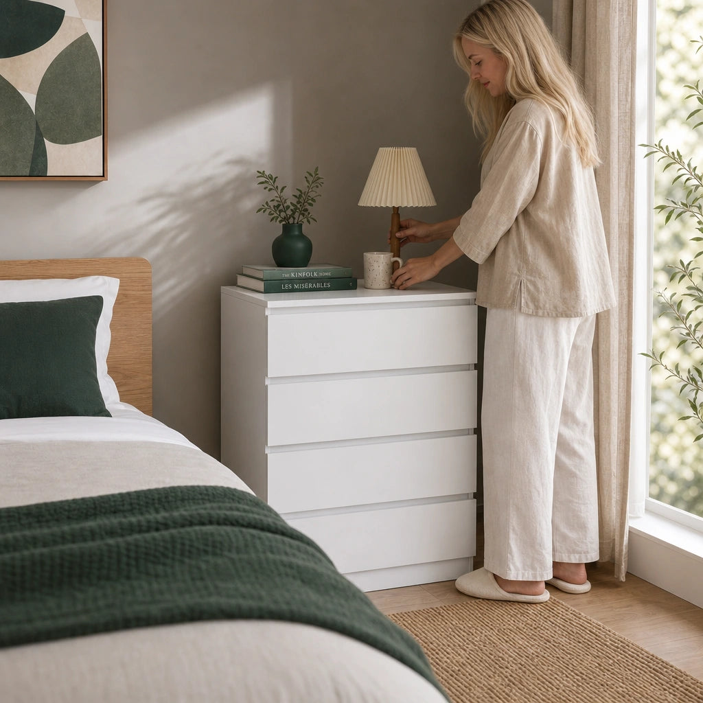 Slim 4-Drawer Chest of Drawers - 60cm Narrow Bedroom Storage