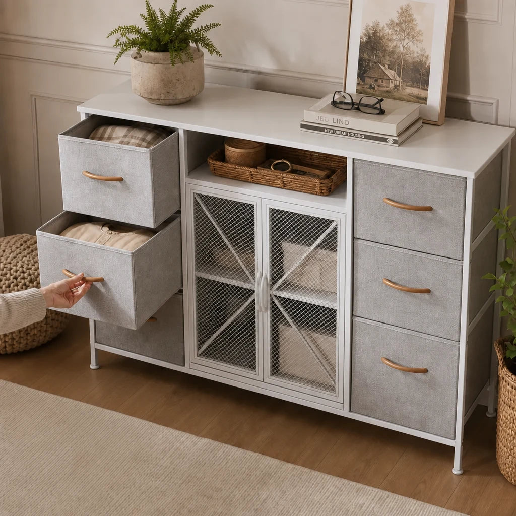 6-Drawer Fabric Chest of Drawers - 120cm Wide Bedroom Storage